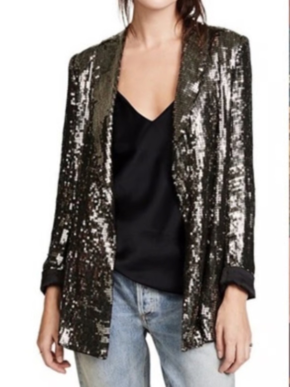 Alice + Olivia Oversized Sequin Gold Blazer - S 🌟